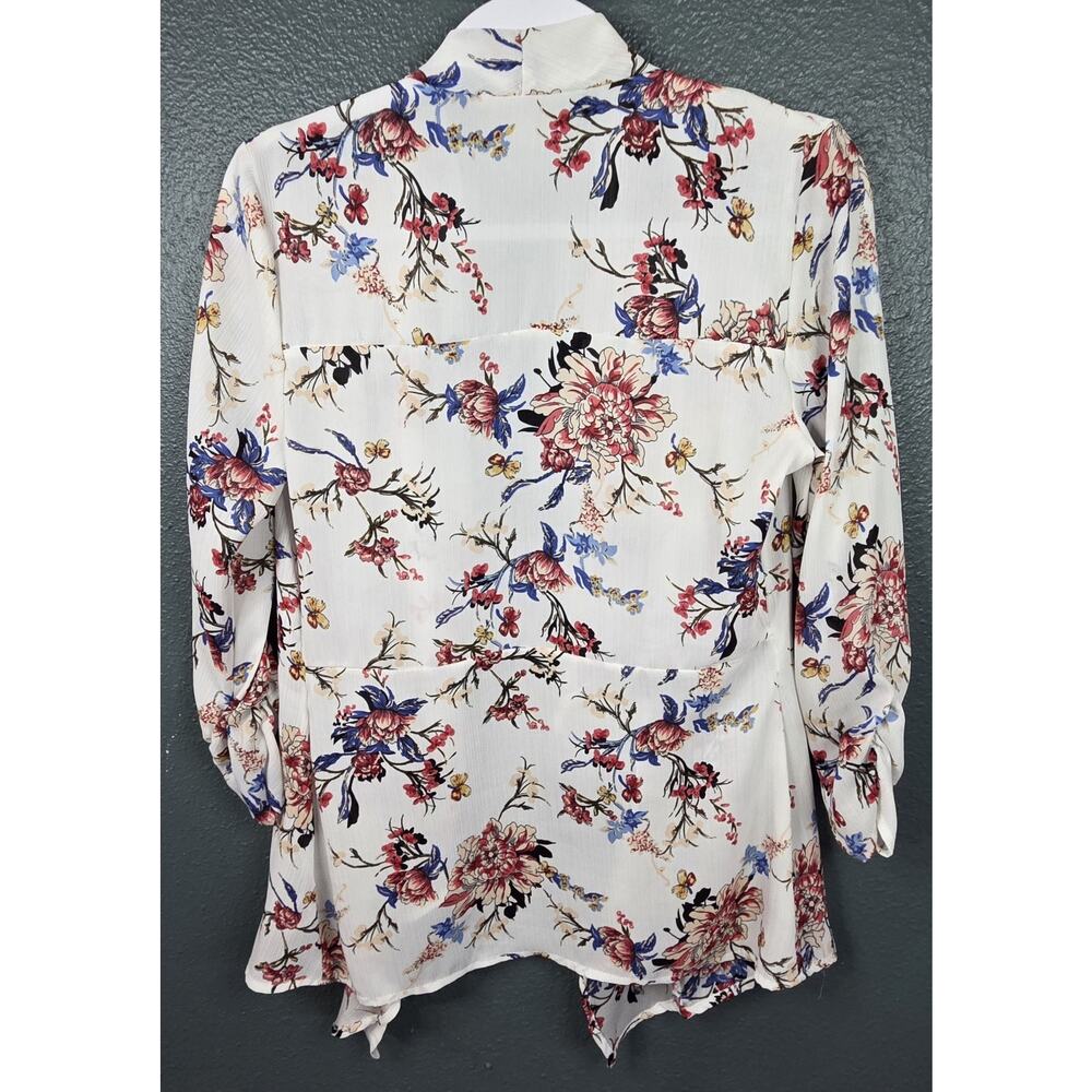 Kaii Los Angeles Top Women Small White Floral 3/4 Sleeve Cardigan - Picture 3 of 14